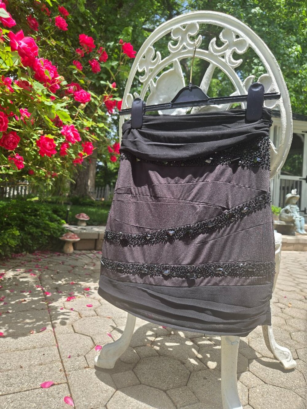 Black Beaded Mini Skirt - Picture 4 of 6